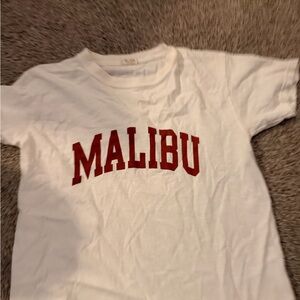 Brandy Melville White Tee with Red Malibu Print